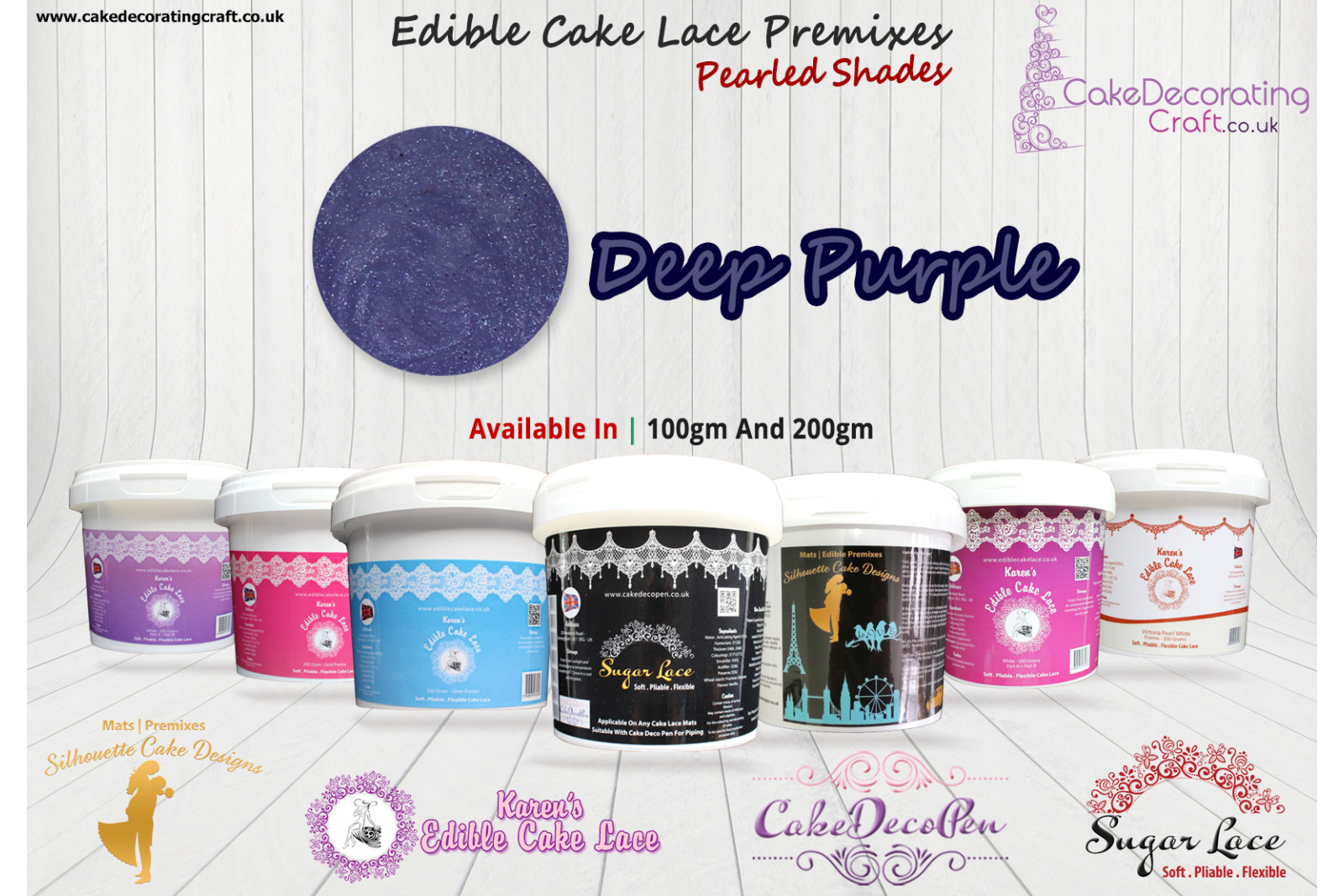 Deep Purple | Edible Cake Lace Premixes | Pearled Shade | 100 Grams